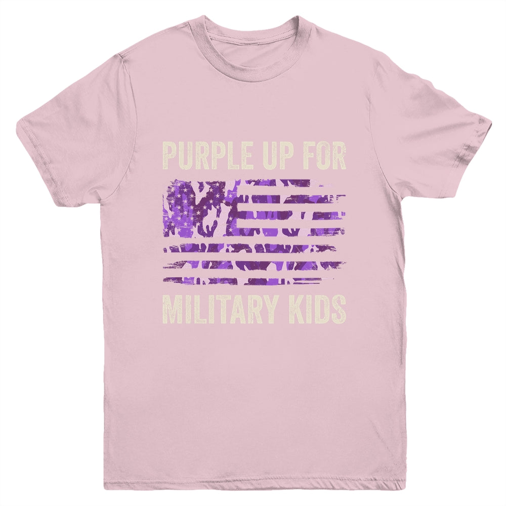 Purple Up For Military Kids Military Child Month USA Flag Youth Shirt | teecentury