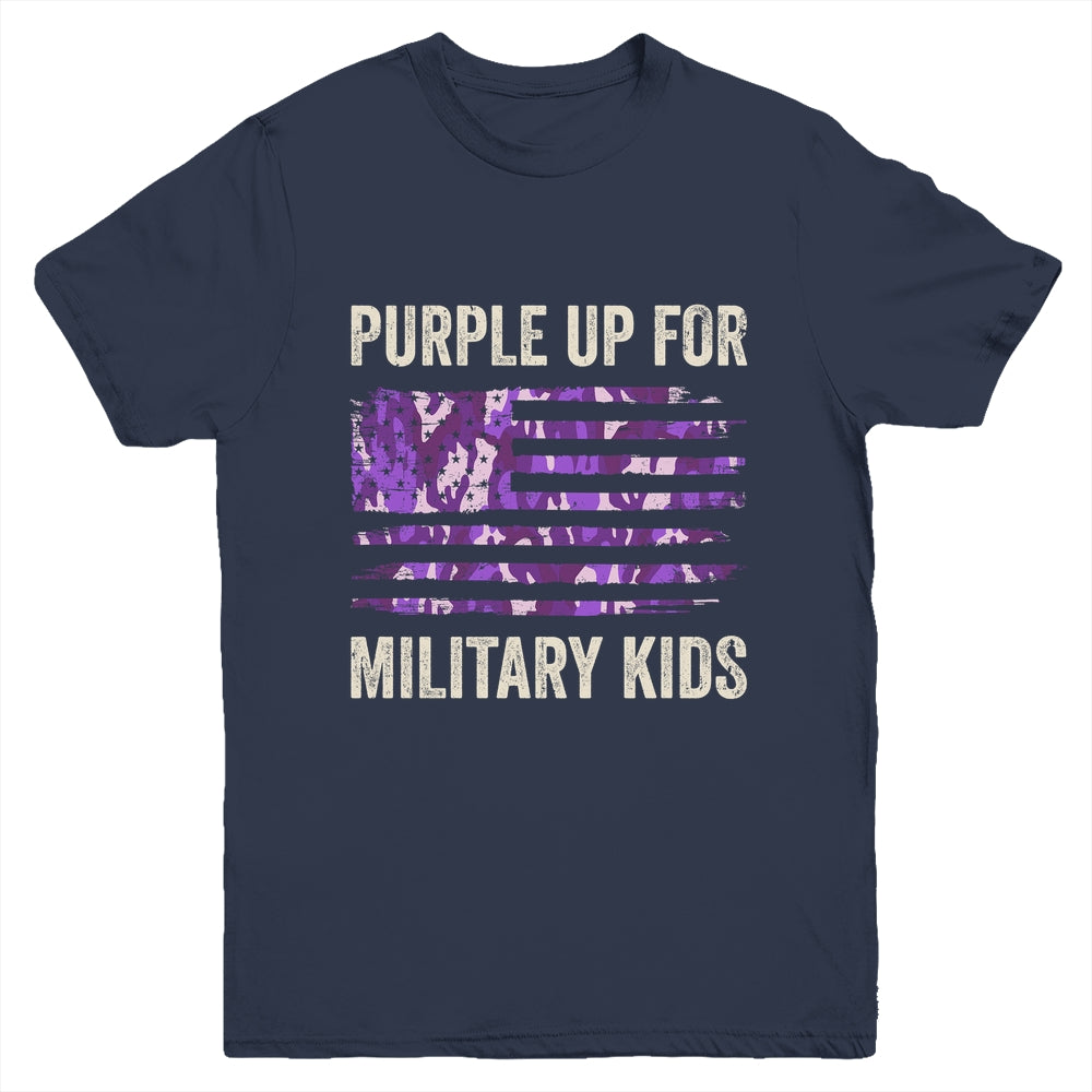 Purple Up For Military Kids Military Child Month USA Flag Youth Shirt | teecentury