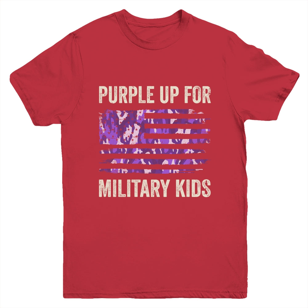 Purple Up For Military Kids Military Child Month USA Flag Youth Shirt | teecentury