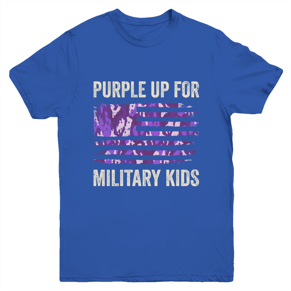 Purple Up For Military Kids Military Child Month USA Flag Youth Shirt | teecentury