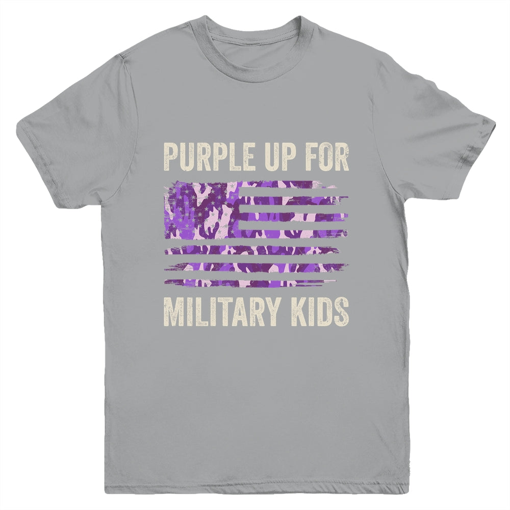 Purple Up For Military Kids Military Child Month USA Flag Youth Shirt | teecentury