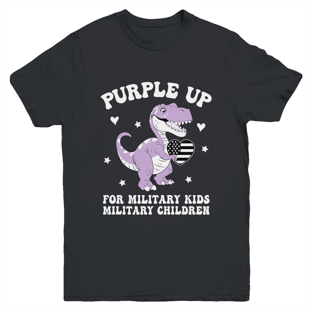 Purple Up For Military Kids Month Military Child Dinosaur Youth Shirt | teecentury