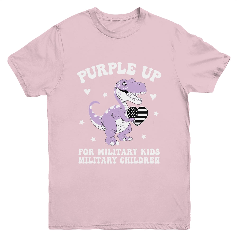 Purple Up For Military Kids Month Military Child Dinosaur Youth Shirt | teecentury