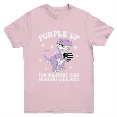 Purple Up For Military Kids Month Military Child Dinosaur Youth Shirt | teecentury