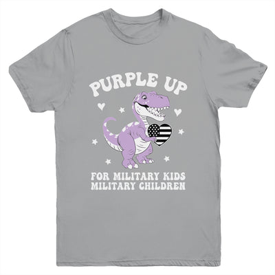 Purple Up For Military Kids Month Military Child Dinosaur Youth Shirt | teecentury