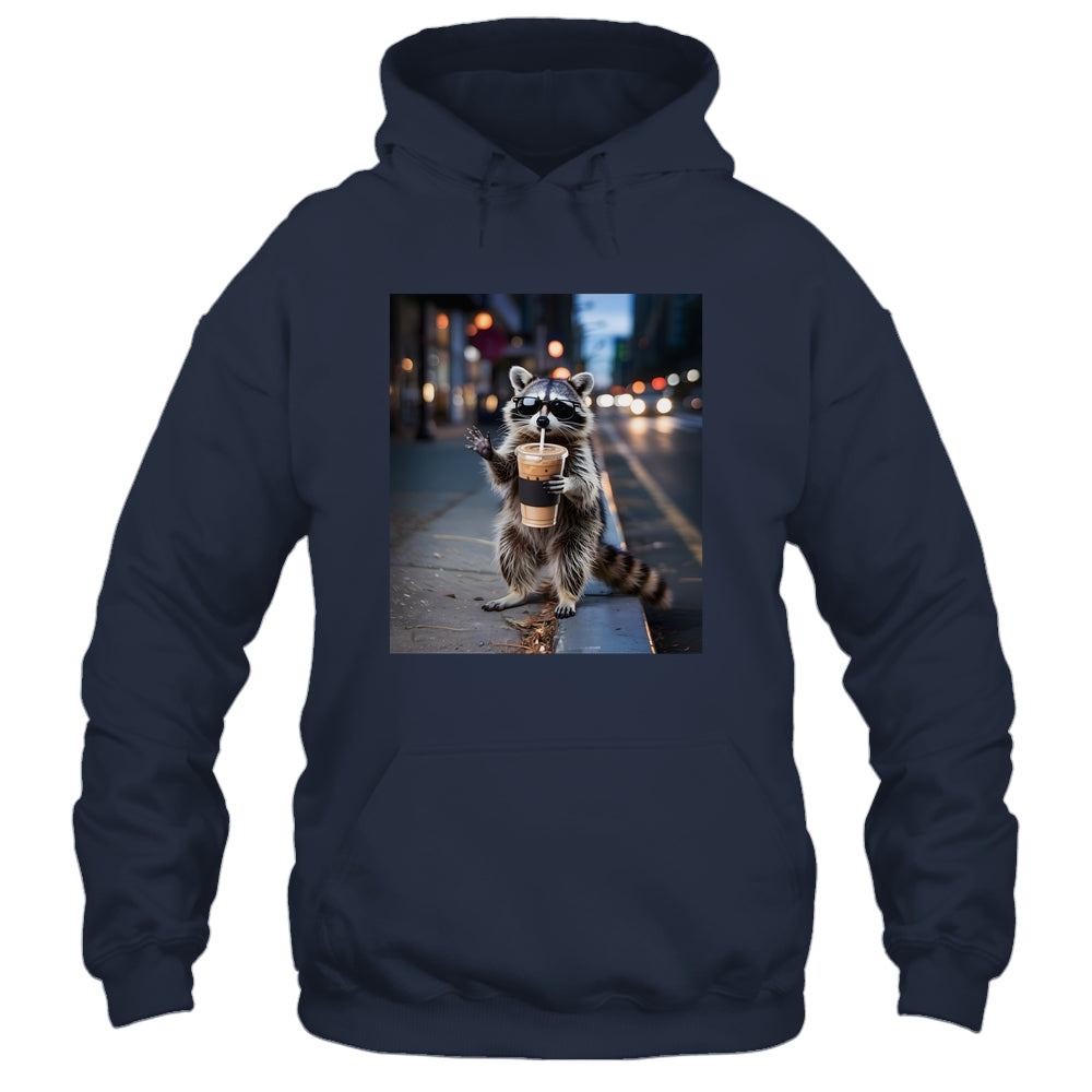 Raccoon Drinking Iced Coffee Funny Meme For Men Women Shirt & Tank Top | teecentury