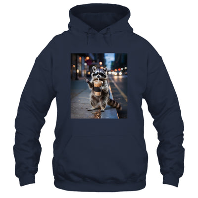 Raccoon Drinking Iced Coffee Funny Meme For Men Women Shirt & Tank Top | teecentury