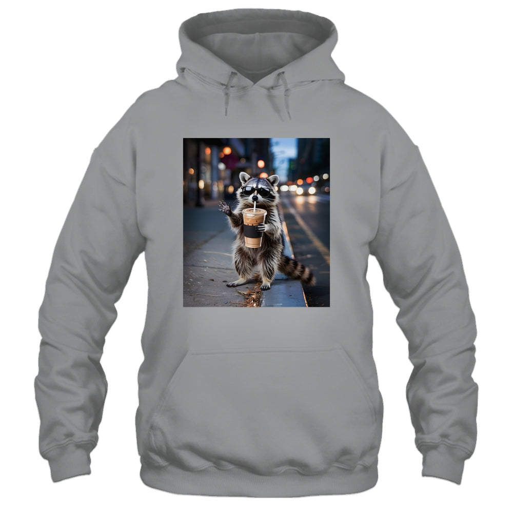 Raccoon Drinking Iced Coffee Funny Meme For Men Women Shirt & Tank Top | teecentury