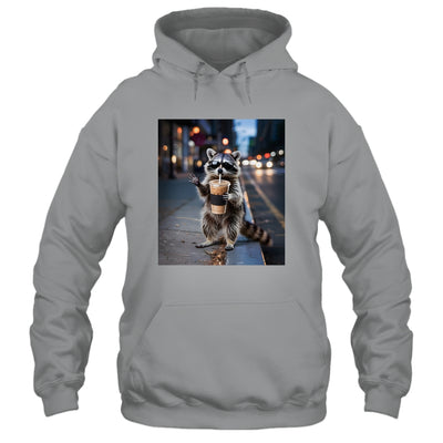 Raccoon Drinking Iced Coffee Funny Meme For Men Women Shirt & Tank Top | teecentury