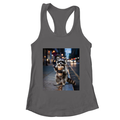 Raccoon Drinking Iced Coffee Funny Meme For Men Women Shirt & Tank Top | teecentury