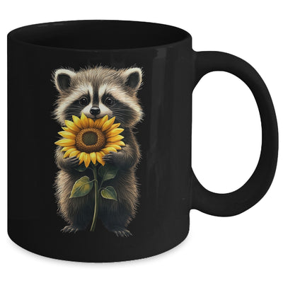 Raccoon Holding Sunflower Cute Flower Mothers Day Women Girl Mug | teecentury