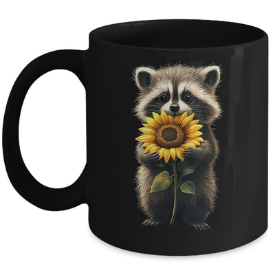 Raccoon Holding Sunflower Cute Flower Mothers Day Women Girl Mug | teecentury