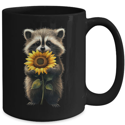 Raccoon Holding Sunflower Cute Flower Mothers Day Women Girl Mug | teecentury