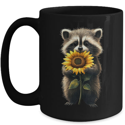 Raccoon Holding Sunflower Cute Flower Mothers Day Women Girl Mug | teecentury