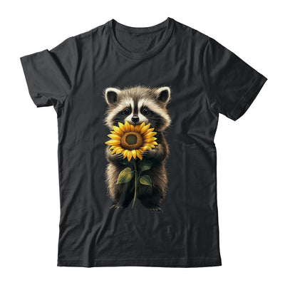 Raccoon Holding Sunflower Cute Flower Mothers Day Women Girl Shirt & Tank Top | teecentury