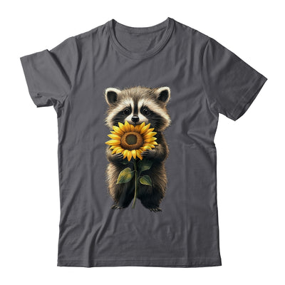 Raccoon Holding Sunflower Cute Flower Mothers Day Women Girl Shirt & Tank Top | teecentury