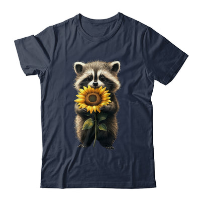 Raccoon Holding Sunflower Cute Flower Mothers Day Women Girl Shirt & Tank Top | teecentury