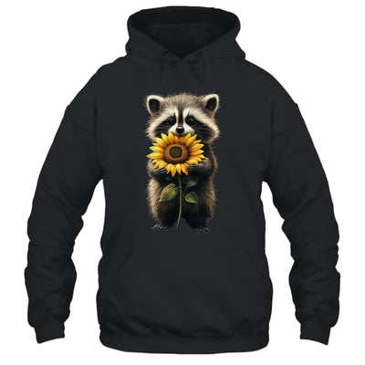 Raccoon Holding Sunflower Cute Flower Mothers Day Women Girl Shirt & Tank Top | teecentury