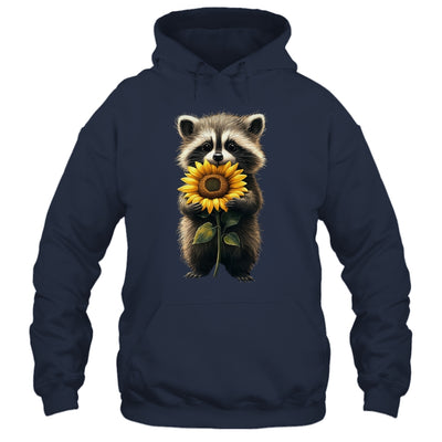 Raccoon Holding Sunflower Cute Flower Mothers Day Women Girl Shirt & Tank Top | teecentury