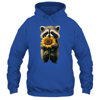 Raccoon Holding Sunflower Cute Flower Mothers Day Women Girl Shirt & Tank Top | teecentury