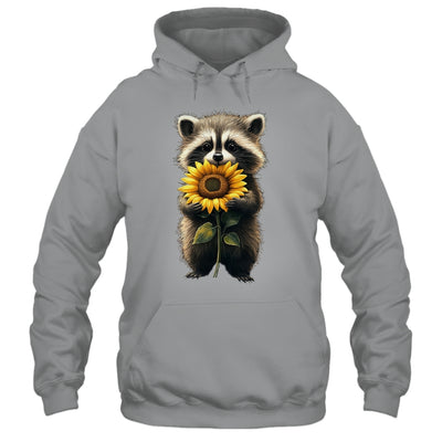 Raccoon Holding Sunflower Cute Flower Mothers Day Women Girl Shirt & Tank Top | teecentury