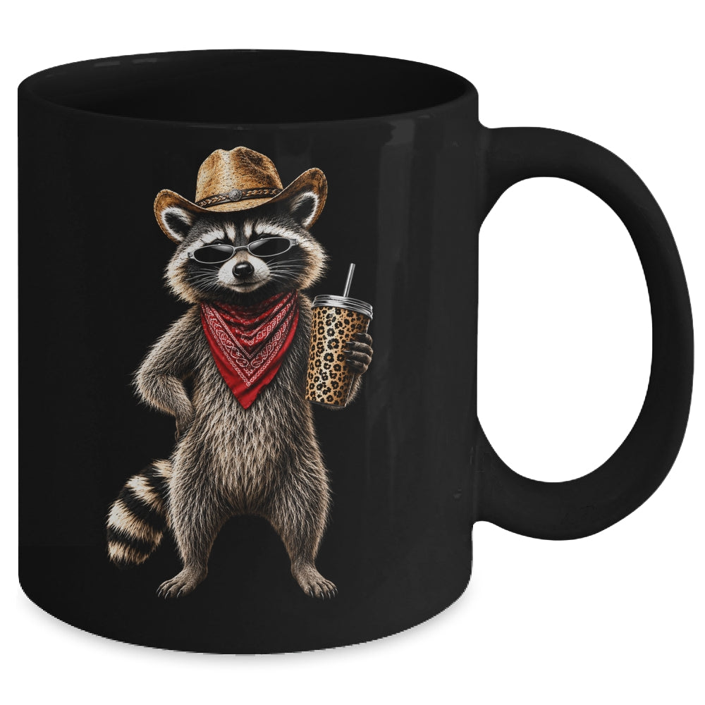 Raccoon Leopard Coffee Western Cowgirl Cowboy Funny Animal Mug | teecentury