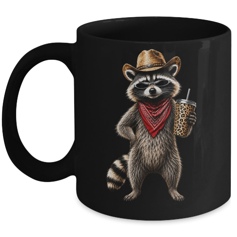 Raccoon Leopard Coffee Western Cowgirl Cowboy Funny Animal Mug | teecentury