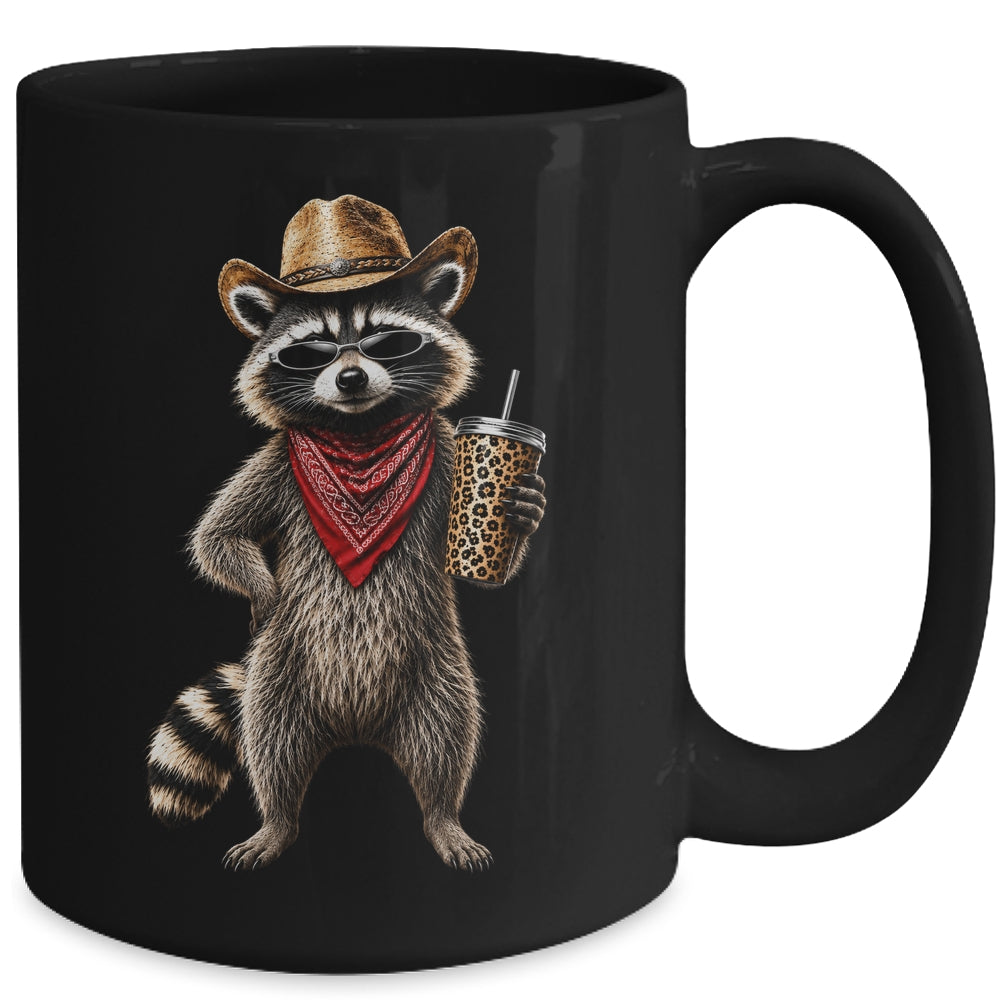 Raccoon Leopard Coffee Western Cowgirl Cowboy Funny Animal Mug | teecentury