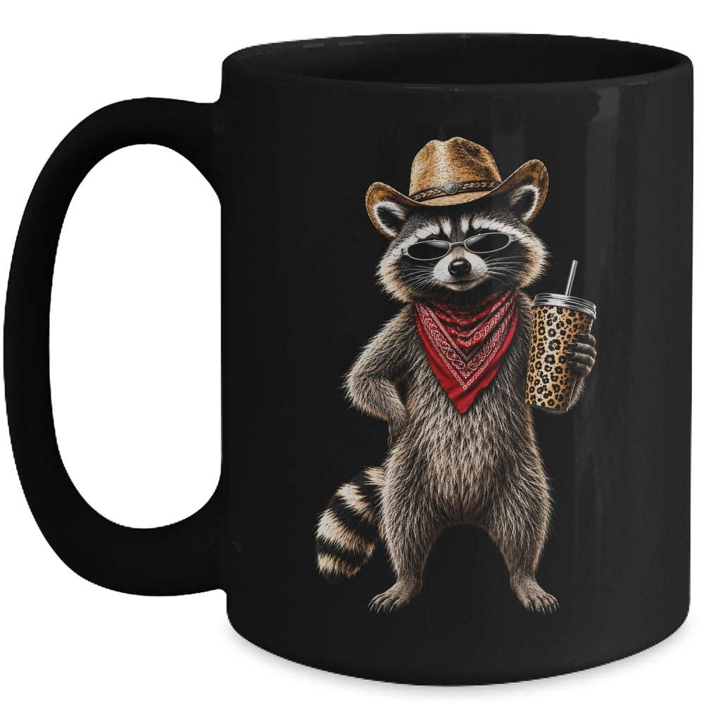 Raccoon Leopard Coffee Western Cowgirl Cowboy Funny Animal Mug | teecentury
