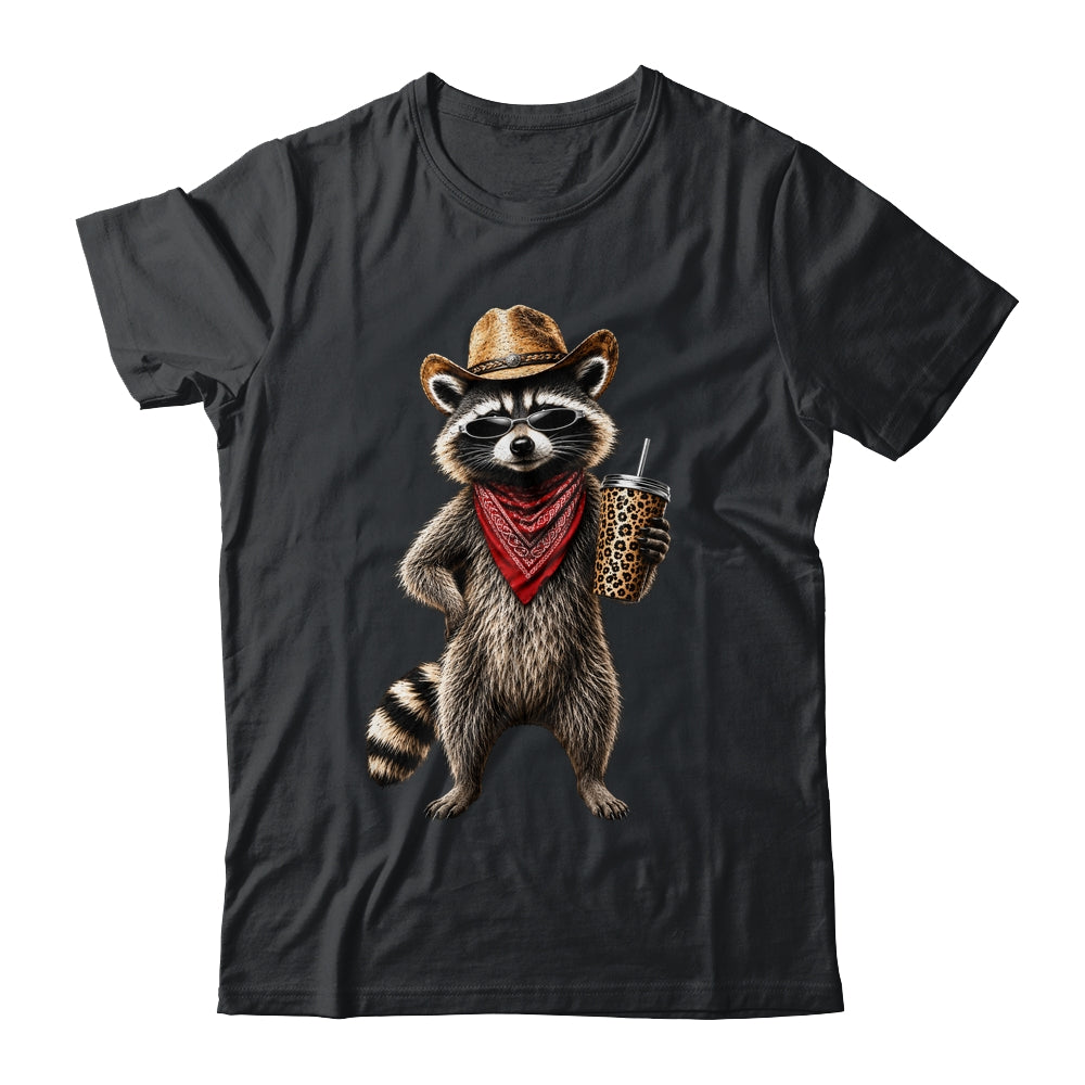 Raccoon Leopard Coffee Western Cowgirl Cowboy Funny Animal Shirt & Tank Top | teecentury