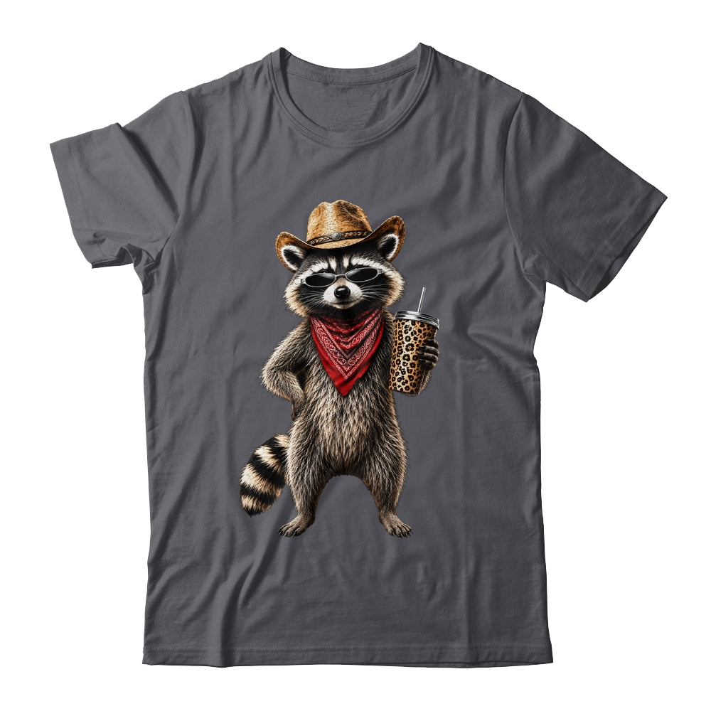 Raccoon Leopard Coffee Western Cowgirl Cowboy Funny Animal Shirt & Tank Top | teecentury