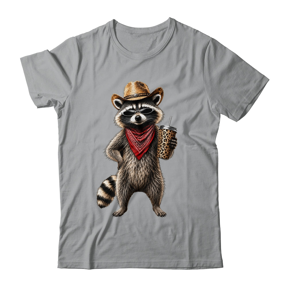 Raccoon Leopard Coffee Western Cowgirl Cowboy Funny Animal Shirt & Tank Top | teecentury