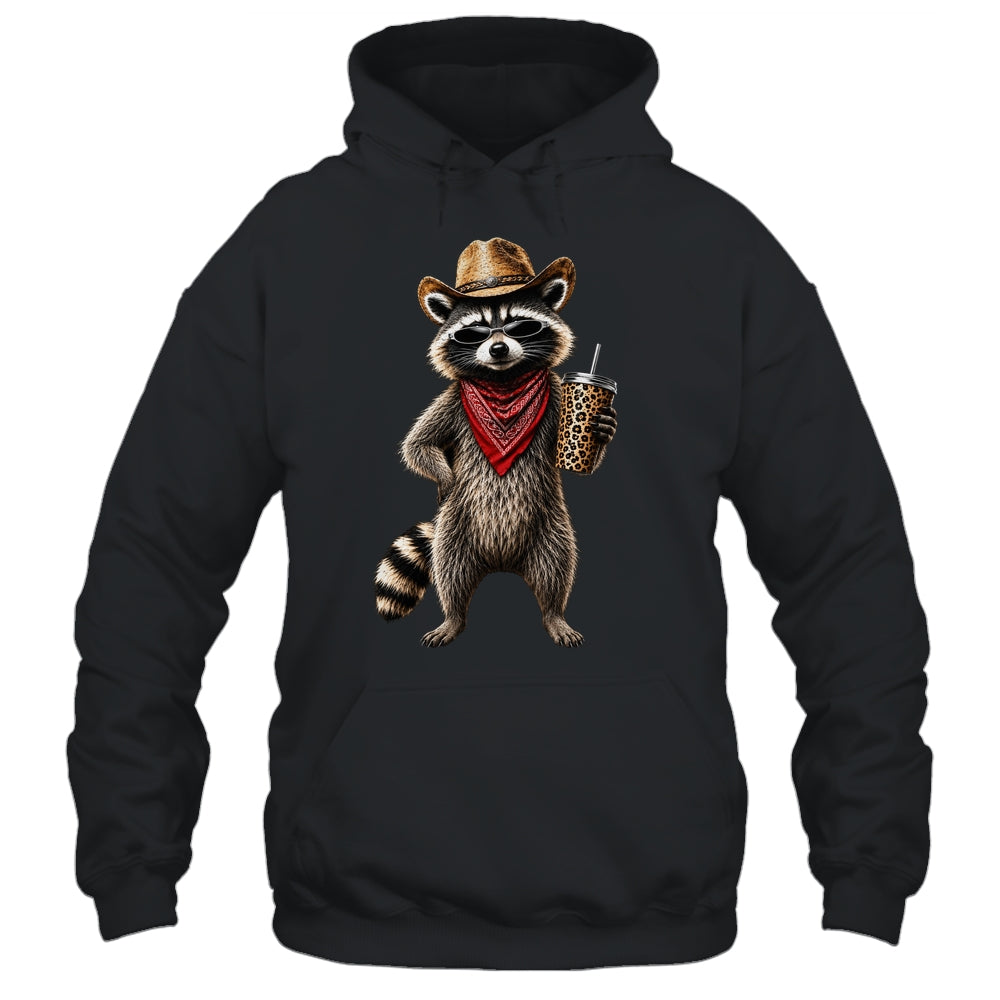 Raccoon Leopard Coffee Western Cowgirl Cowboy Funny Animal Shirt & Tank Top | teecentury