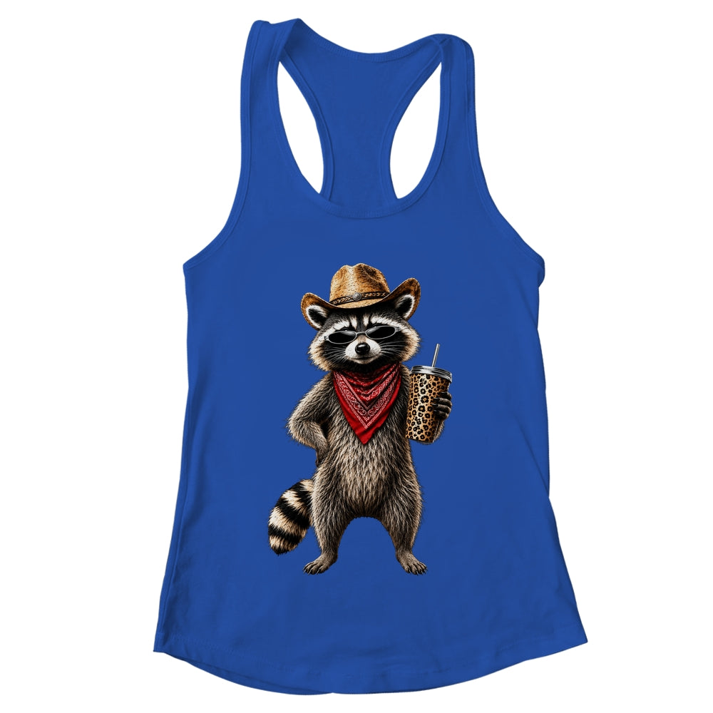 Raccoon Leopard Coffee Western Cowgirl Cowboy Funny Animal Shirt & Tank Top | teecentury