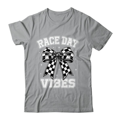 Race Day Vibes Checkered Coquette Bow Car Racing Mom Womens Shirt & Tank Top | teecentury