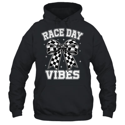 Race Day Vibes Checkered Coquette Bow Car Racing Mom Womens Shirt & Tank Top | teecentury