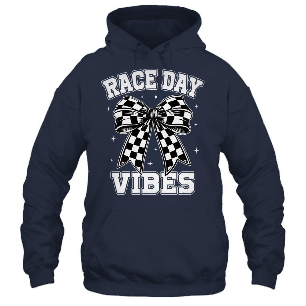 Race Day Vibes Checkered Coquette Bow Car Racing Mom Womens Shirt & Tank Top | teecentury