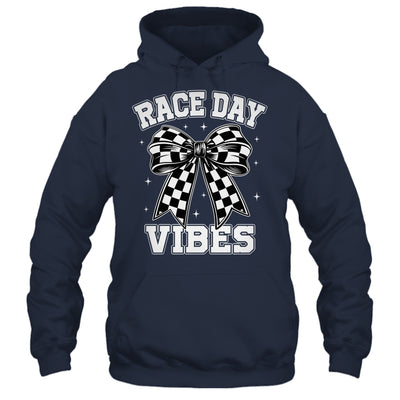 Race Day Vibes Checkered Coquette Bow Car Racing Mom Womens Shirt & Tank Top | teecentury