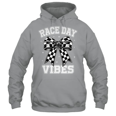 Race Day Vibes Checkered Coquette Bow Car Racing Mom Womens Shirt & Tank Top | teecentury