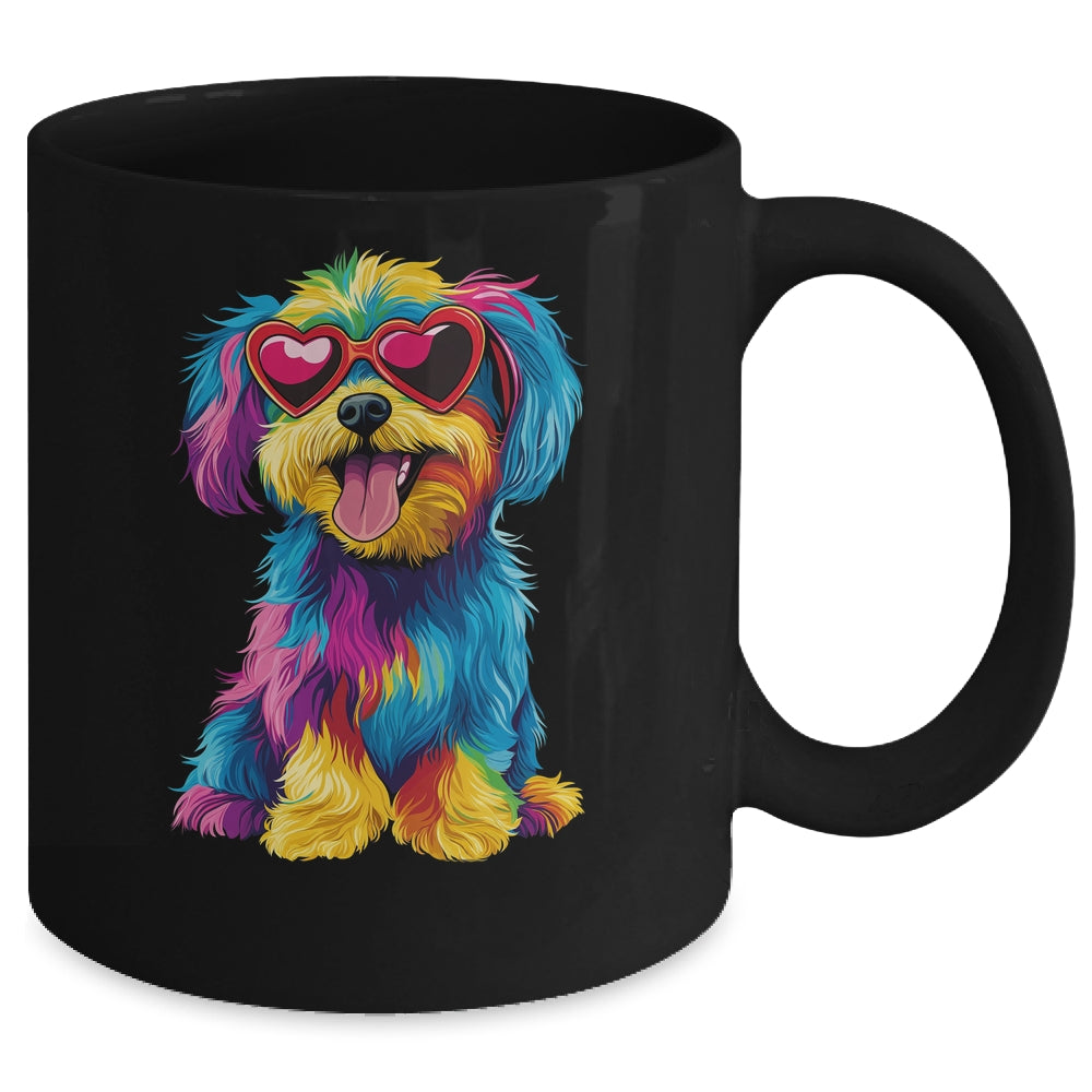 Rainbow Cute Dog Wearing Glasses Heart Puppy Love Dog Funny Mug | teecentury