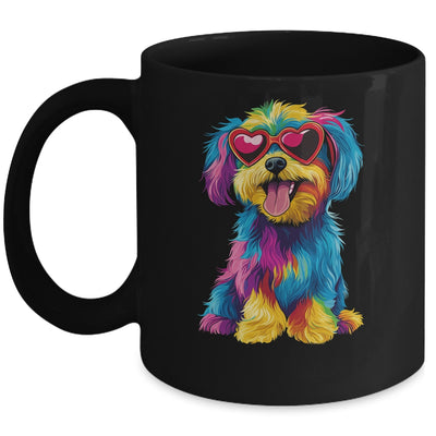 Rainbow Cute Dog Wearing Glasses Heart Puppy Love Dog Funny Mug | teecentury
