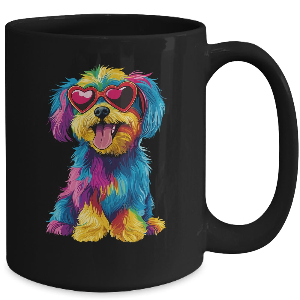 Rainbow Cute Dog Wearing Glasses Heart Puppy Love Dog Funny Mug | teecentury