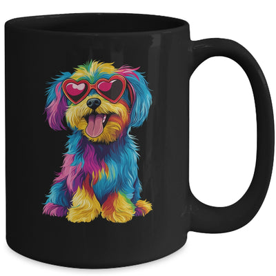 Rainbow Cute Dog Wearing Glasses Heart Puppy Love Dog Funny Mug | teecentury