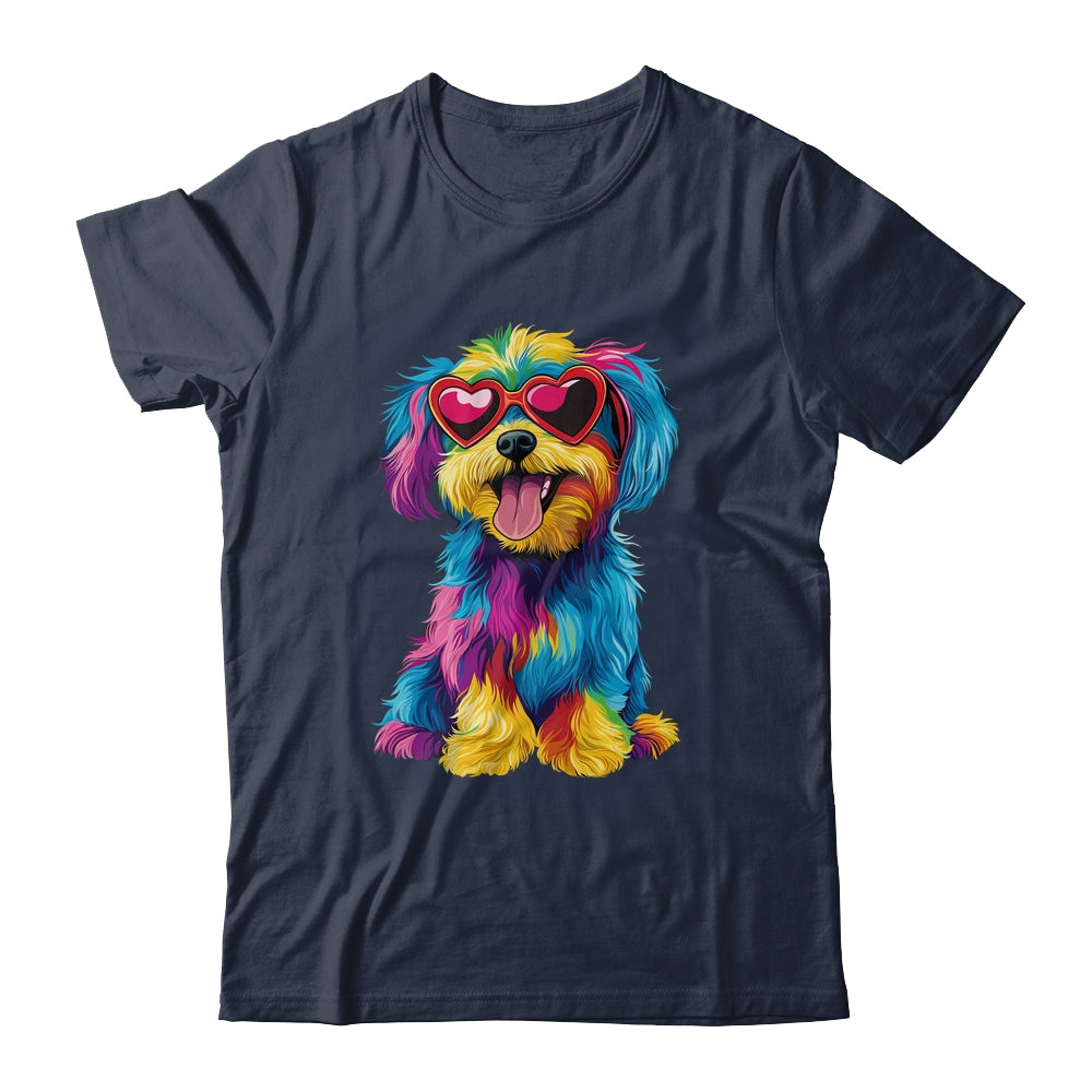 Rainbow Cute Dog Wearing Glasses Heart Puppy Love Dog Funny Shirt & Tank Top | teecentury