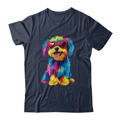 Rainbow Cute Dog Wearing Glasses Heart Puppy Love Dog Funny Shirt & Tank Top | teecentury