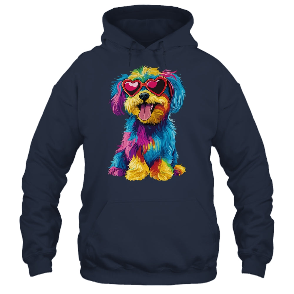 Rainbow Cute Dog Wearing Glasses Heart Puppy Love Dog Funny Shirt & Tank Top | teecentury
