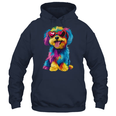 Rainbow Cute Dog Wearing Glasses Heart Puppy Love Dog Funny Shirt & Tank Top | teecentury