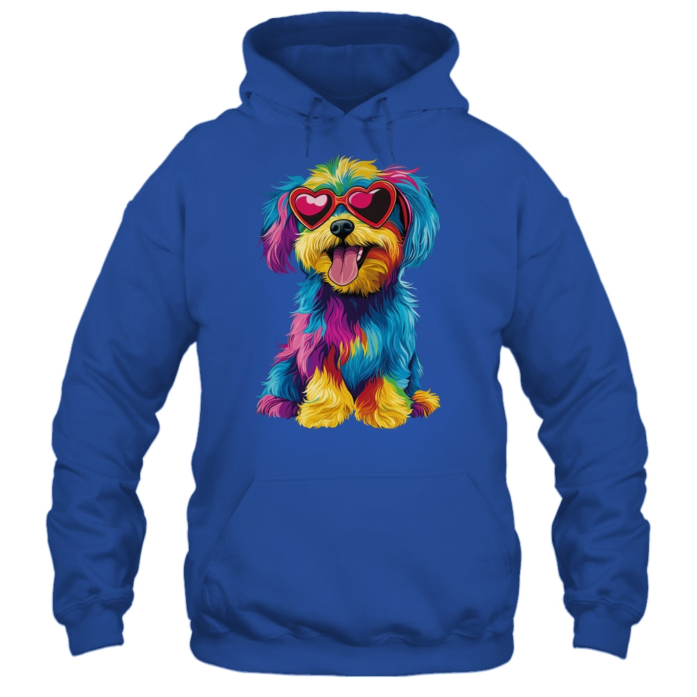 Rainbow Cute Dog Wearing Glasses Heart Puppy Love Dog Funny Shirt & Tank Top | teecentury