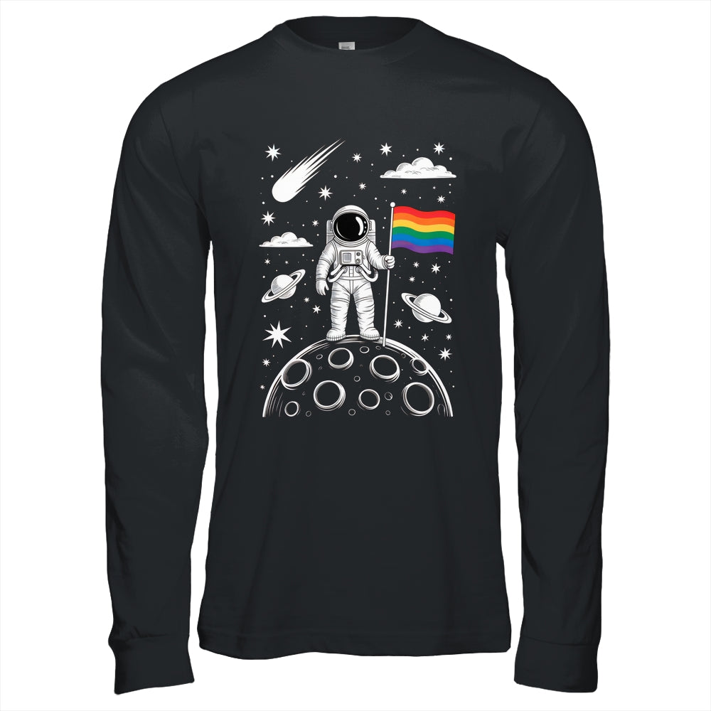 Rainbow Flag Space LGBTQ Gay Pride Astronaut Moon Men Women Shirt & Hoodie | teecentury