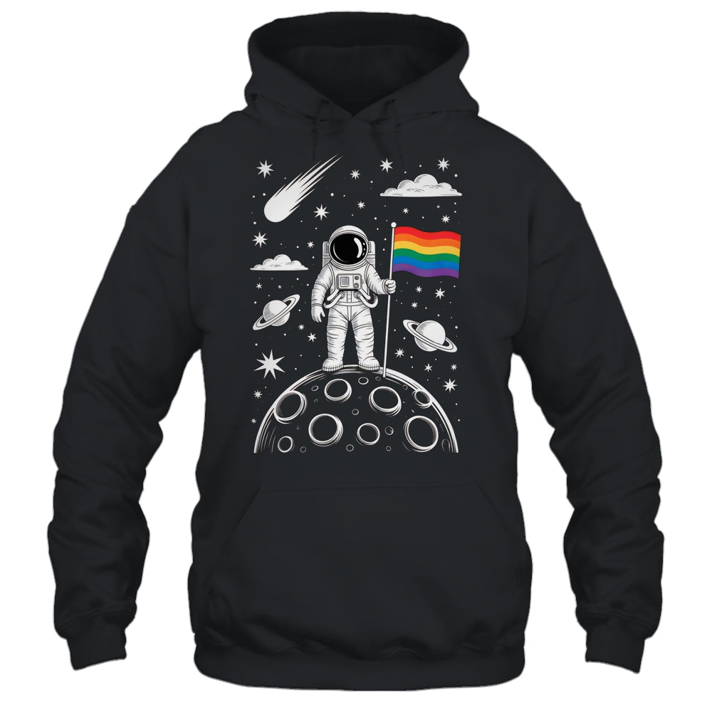 Rainbow Flag Space LGBTQ Gay Pride Astronaut Moon Men Women Shirt & Hoodie | teecentury